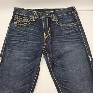 True Religion Ricky SUPER Stitch Geno Slim Fit‎ Mens Blue Jeans 32 x 27 (EA-5)